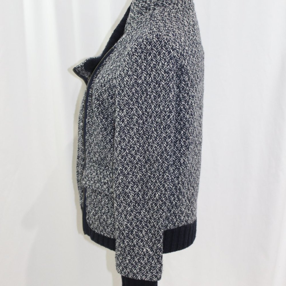Splendid Blue White Wool Blend Asymmetrical Zip Jacket - Picture 6 of 8